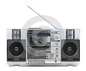 Front View of a Vintage Boom Box Cassette Tape Pla photo