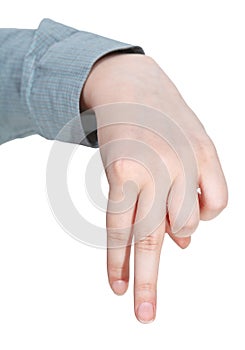 Front view of walking finger man - hand gesture