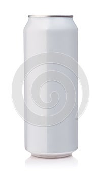 Front view of white aluminum can