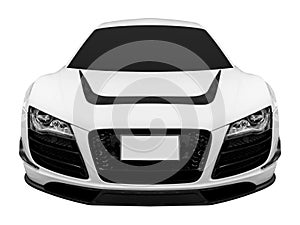 Front view white sport car isolated on white background with clipping path