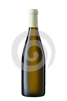 Front view white wine blank bottle isolated on white background