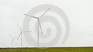 front view wind turbines with copy space. High quality photo