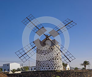 Front view of a windmill in Lajares Fuerteventura Las Palmas Can