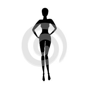 Front view woman body fashion template. Female mannequin for fashion designs. Vector illustration