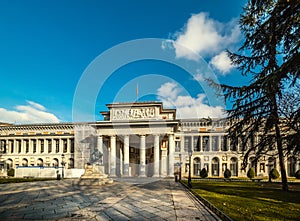 Front view of world famous Prado museum in Madrid