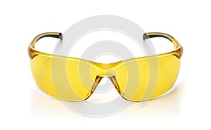 Front view of yellow polarized bicycle sunglasses