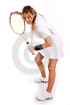 Front view of young tennis player