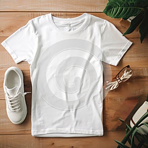 front of a white Bella Canvas 3001 Tshirt, Mockup, ai generative