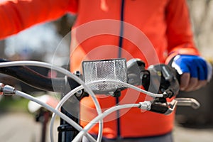 Front white reflector on bike