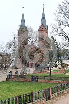 Front yard of the former Benedictine abbey, Basilica of Saints Marcellinus and Peter in the background, Seligenstadt, Germany