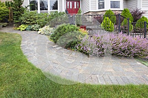 Front Yard Garden Curve Paver Path photo