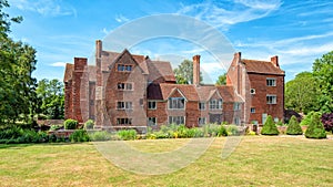 The frontage of Harvington Hall, Worcestershire, England.