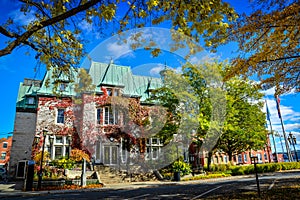 Frontage of Saint-Hyacinthe town hall in autumn