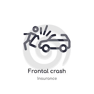 frontal crash outline icon. isolated line vector illustration from insurance collection. editable thin stroke frontal crash icon
