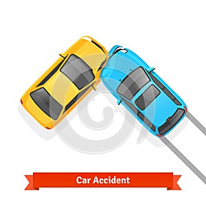 Frontal 90 degree car crash road accident