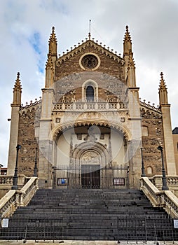 San JerÃÂ³nimo el Real Exterior early 16th-century church in central Madrid, Spain frontal depiction photo