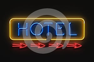 Frontal neon hotel sign
