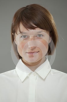 Frontal portrait of woman photo