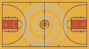 Frontal view of basket or basketball field. Geometric and flat