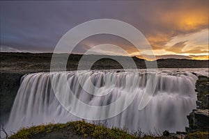 Frontal view of Dettifoss waterfall