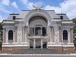 Frontal view on Saigon Opera House in Ho Chi Ming City.