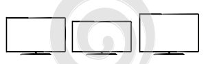 Frontal view of widescreen tv monitor. Collection vector images