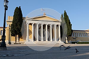 Frontal view of the Zappeion building in the city of Athens, Greece