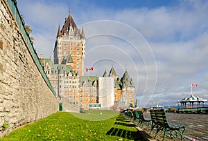 Frontenac Castle and Dufferin terrace in Old Quebec City, canada