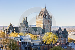 Frontenac Castle in Old Quebec City in the beautiful autumn season
