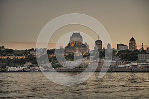 Frontenac Castle in Old Quebec City in the beautiful sunrise light