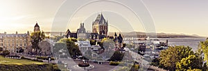 Frontenac Castle in Old Quebec City in the beautiful sunrise light