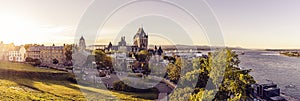 Frontenac Castle in Old Quebec City in the beautiful sunrise light