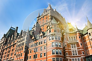 Frontenac Castle in Old Quebec City at the sunday