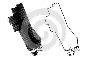 Frontenac County (Canada, Ontario Province, North America) map vector illustration, scribble sketch Frontenac map