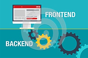 Frontend and Backend - user interface with gears photo