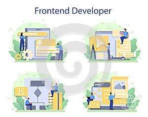 Frontend developer concept set. Website interface design improvement