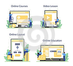 Frontend developer online service or platform set. Website