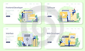 Frontend developer web banner or landing page set. Website