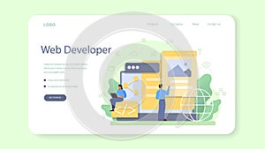 Frontend developer web banner or landing page. Website