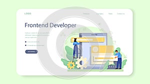 Frontend developer web banner or landing page. Website