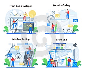 Frontend development concept set. Website interface design improvement.