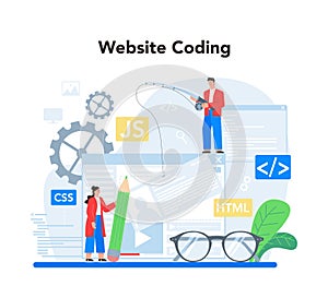 Frontend development concept. Website interface design improvement.