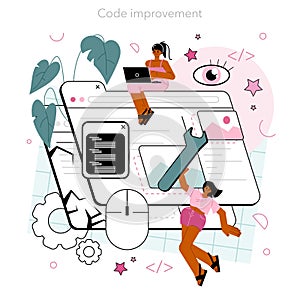 Frontend development concept. Website interface design improvement