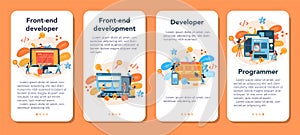Frontend development mobile application banner set. Website