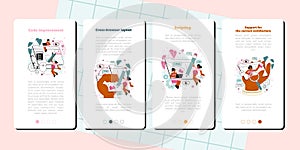 Frontend development mobile application banner set. Website interface