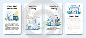 Frontend development mobile application banner set. Website interface