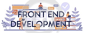 Frontend development typographic header concept. Website interface
