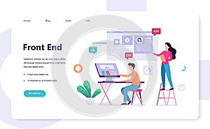 Frontend development web banner concept. Website interface photo