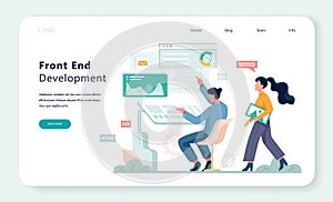 Frontend development web banner concept. Website interface photo