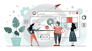 Frontend development web banner concept. Website interface